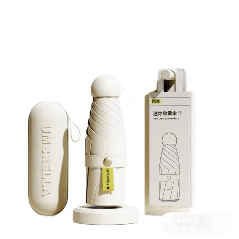 Double-layer Black-coated Capsule Umbrella - UV Protection, Foldable & Portable, For Sun & Rain