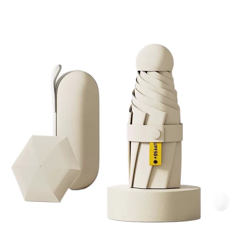 Double-layer Black-coated Capsule Umbrella - UV Protection, Foldable & Portable, For Sun & Rain