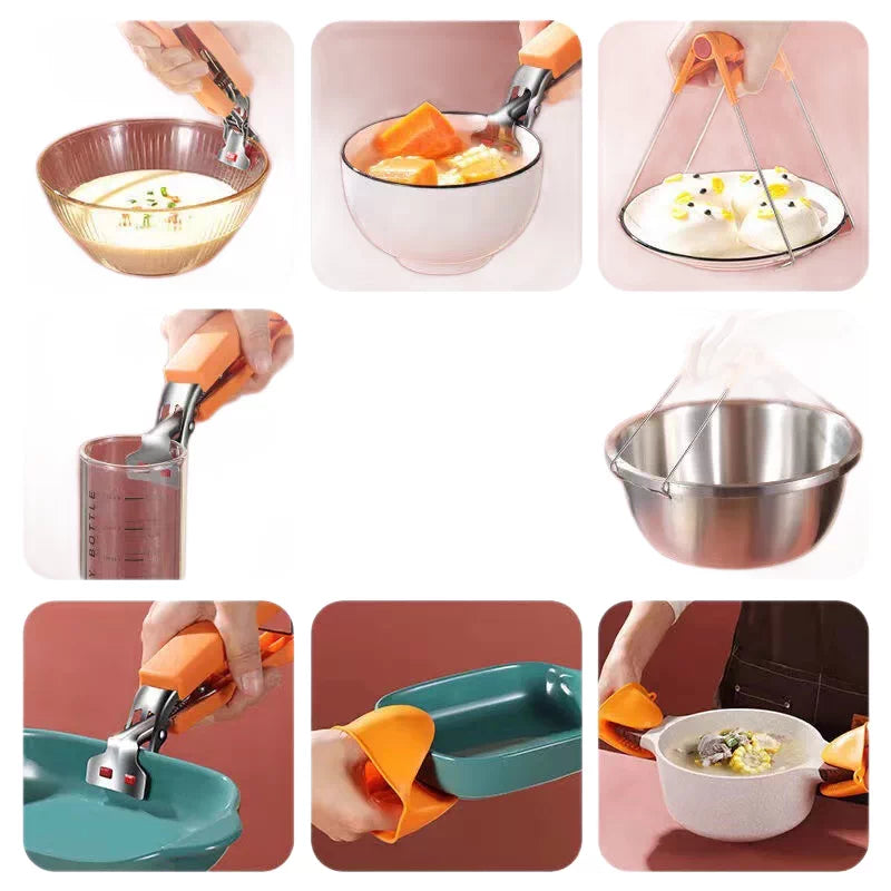 Stainless Steel Dish Lifter - Heat-proof, Non-slip Grip, For Serving, Transporting, and Handling Hot Dishes