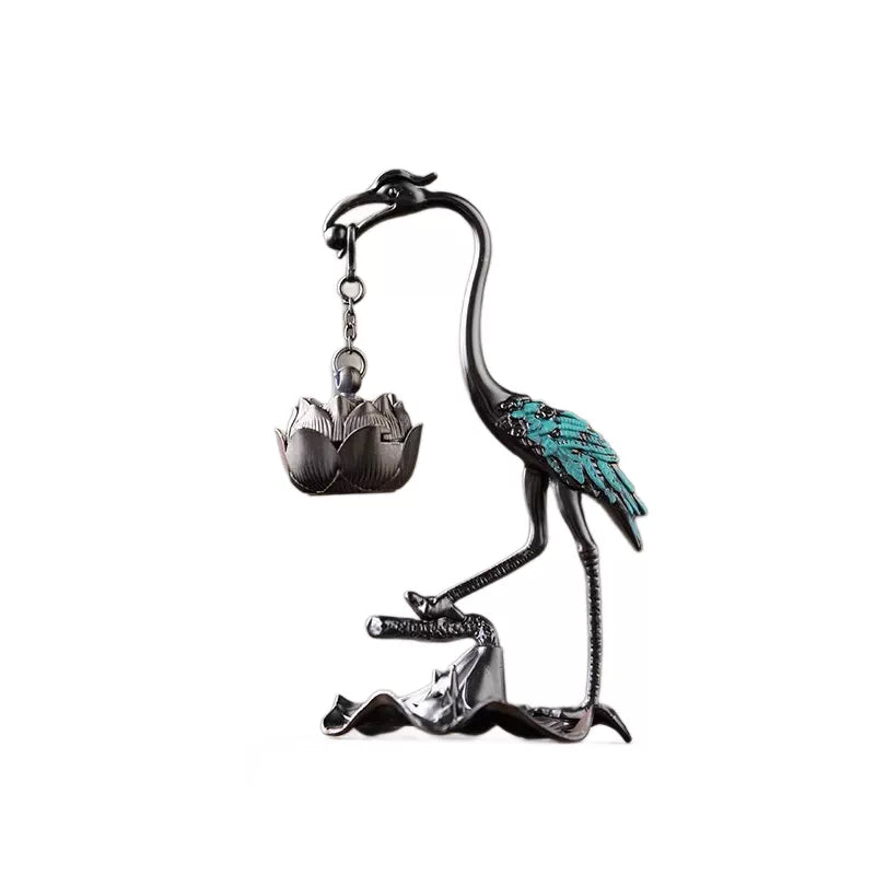 Creative Little Crane Incense Burner - Lotus Hanging Style, Cloud Pattern, For Home Decor & Indoor Use
