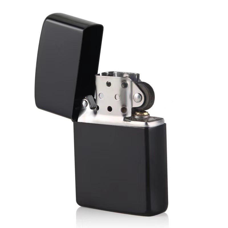 Windproof Kerosene Lighter - Black Electrophoretic Coating, Metal Body, For Advertising & Export