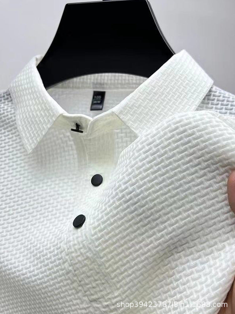 Men's Ice Silk Knitted Polo Shirt - Quick-dry & Drapey, Casual & High-end