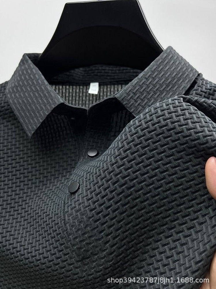 Men's Ice Silk Knitted Polo Shirt - Quick-dry & Drapey, Casual & High-end